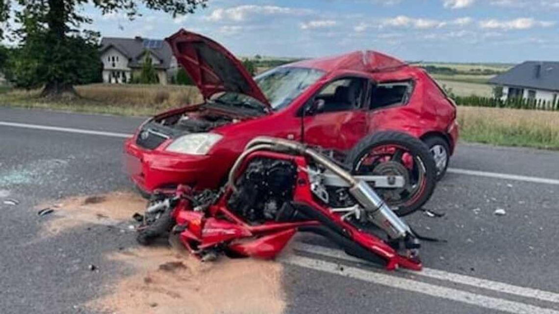 Wypadek z udziałem motocykla w Garbowie