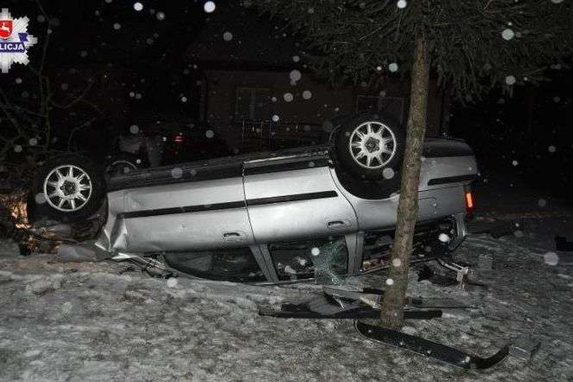 Wypadł z drogi i dachował w ogródku