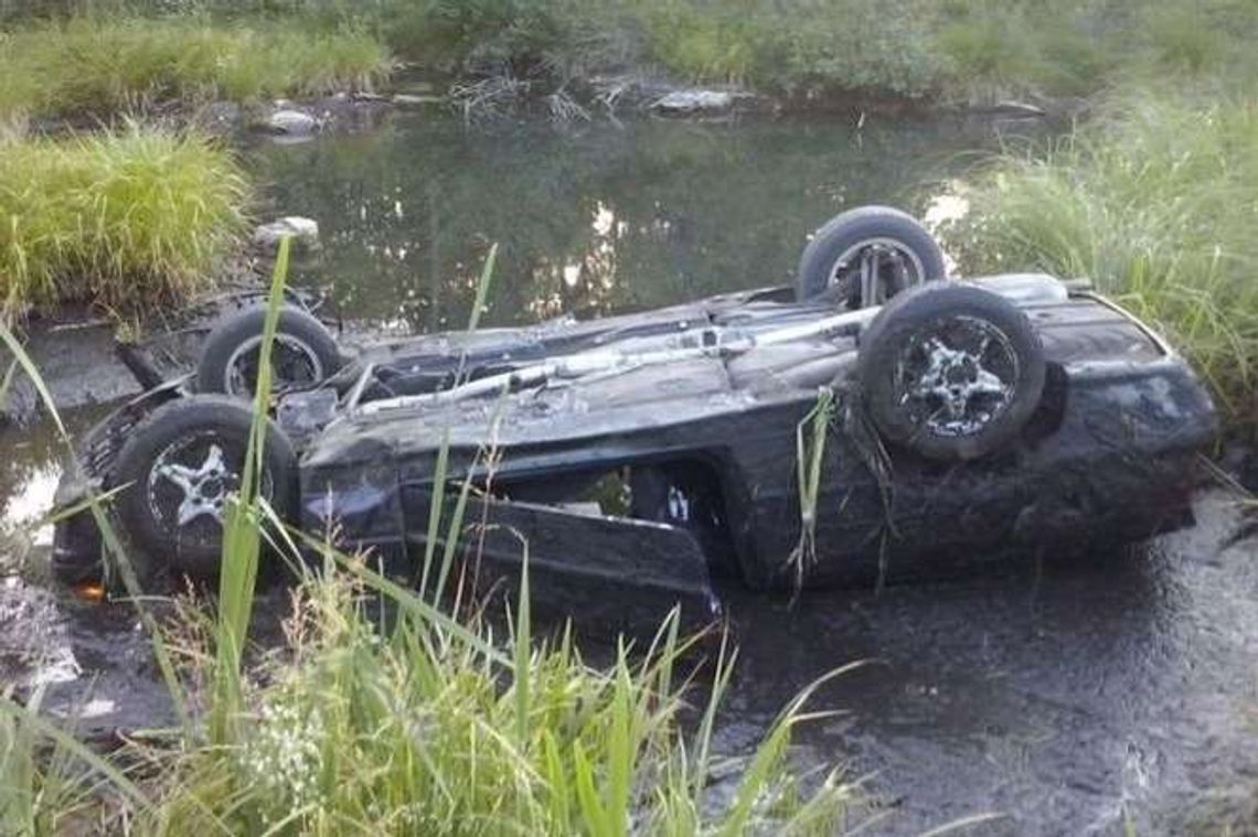 Wypadł z drogi i wjechał do stawu. Miał 1,5 promila