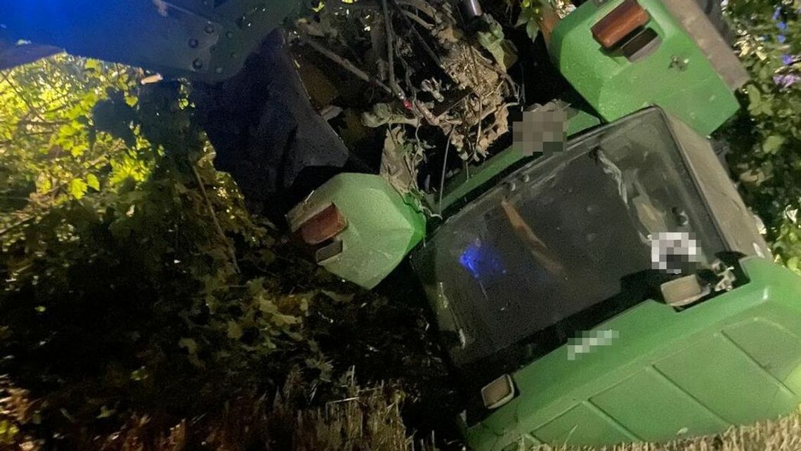 Wywrócił sobie ciągnik. Miał 3 promile Wywrócił sobie ciągnik. Miał 3 promile