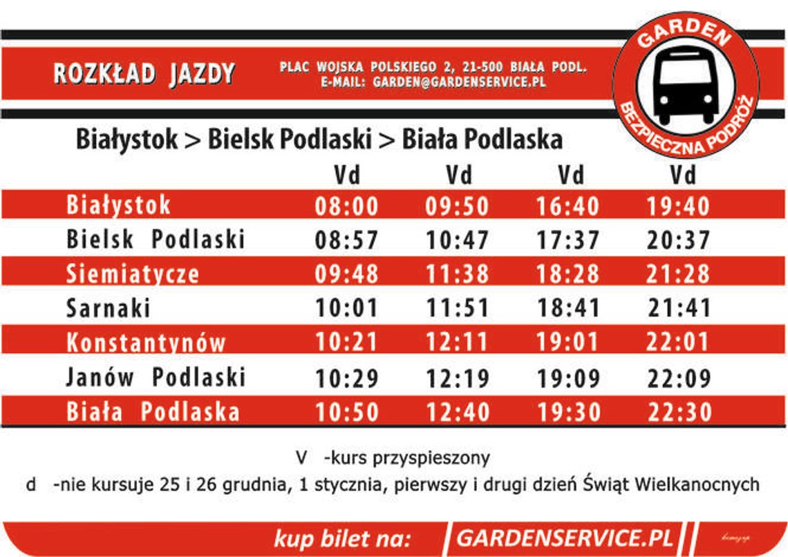 Z Białej Podlaskiej do Białegostoku. Nowy kurs od Garden Service