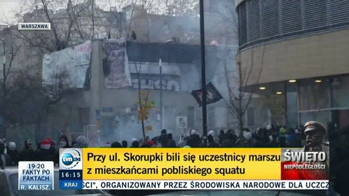 Zadyma przy squacie na ul. Skorupki w Warszawie (wideo)