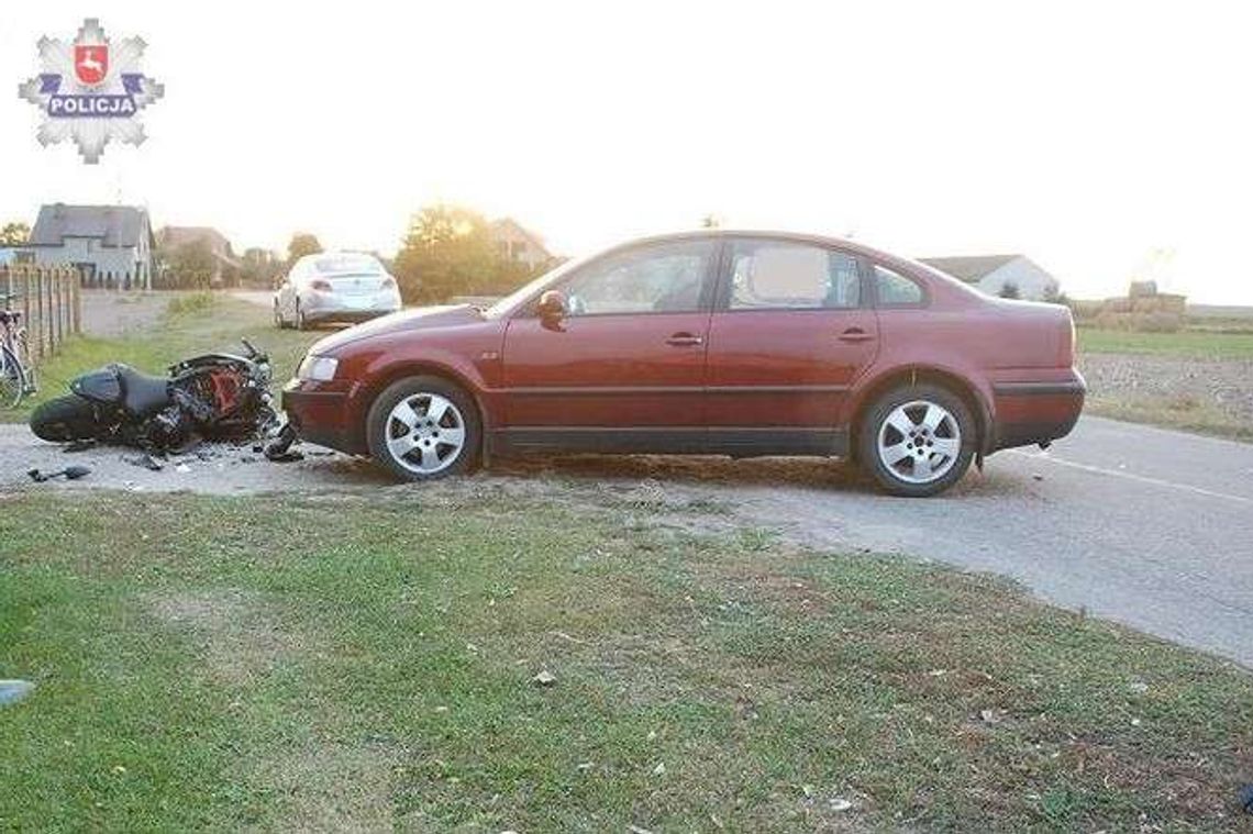 Zakrzew: Kobieta wjechała w motocyklistę Zakrzew: Kobieta wjechała w motocyklistę