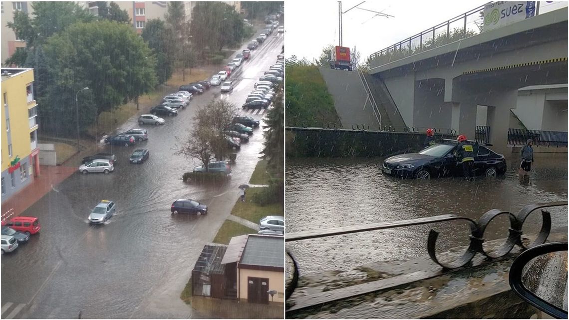 Zalane ulice Puław po burzy. Woda wdarła się do szkół [zdjęcia, wideo]