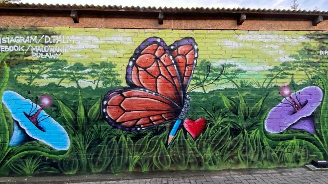 Zamiast pustej ściany motyl. Nowe murale w Puławach Zamiast pustej ściany motyl. Nowe murale w Puławach