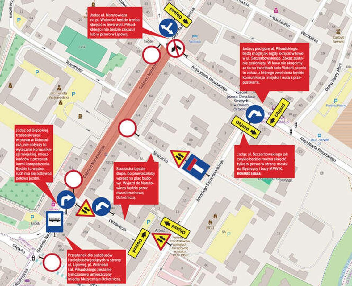 Zamknięta ul. Narutowicza. Jak pojedziemy? (mapa) Zamknięta ul. Narutowicza. Jak pojedziemy? (mapa)