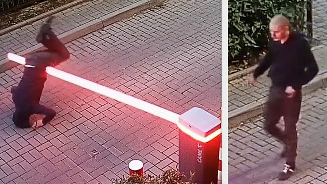 Zawisł na szlabanie. Policja szuka mężczyzny z monitoringu 