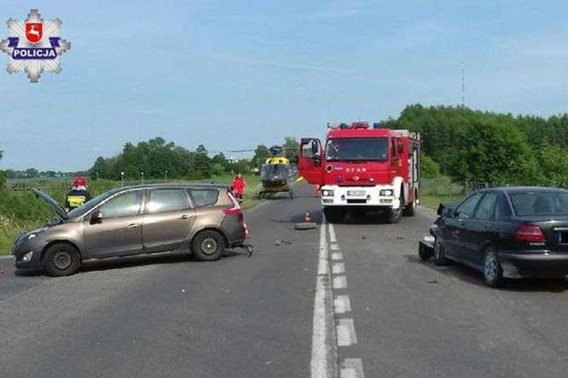 Zderzyły się dwa samochody. Interweniował śmigłowiec ratunkowy