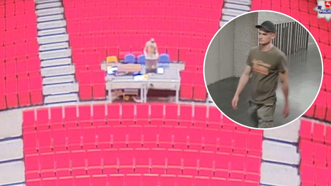 Złodziej wszedł do Centrum Spotkania Kultur. Ukradł sprzęt z sali operowej [wideo z kamer]
