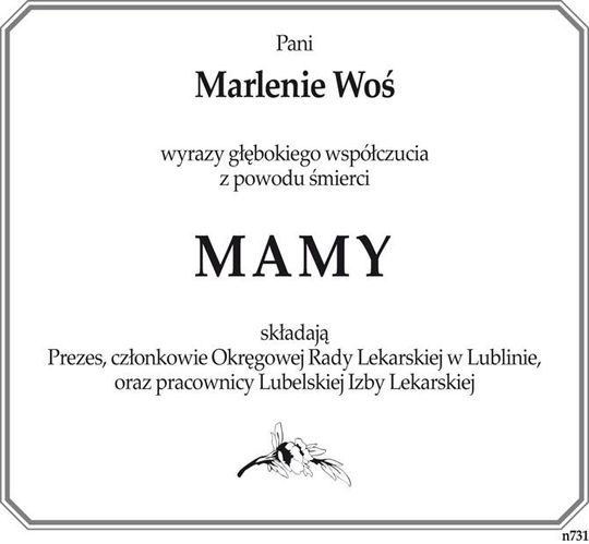 kondolencje Marlenie Woś
