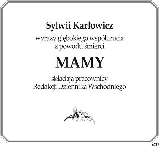 kondolencje Sylwii Karłowicz kondolencje Sylwii Karłowicz