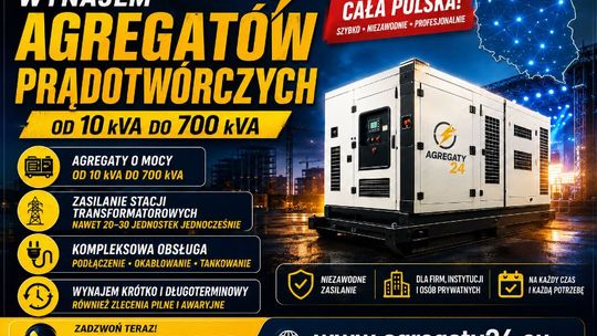 AGREGATY PRĄDOTWÓRCZE DO 700 kVA  - WYNAJEM - USŁUGI