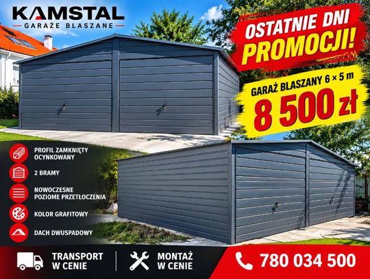 Garaż Blaszany 6x5 antracytowy 1szt W okazyjnej Cenie dostępna