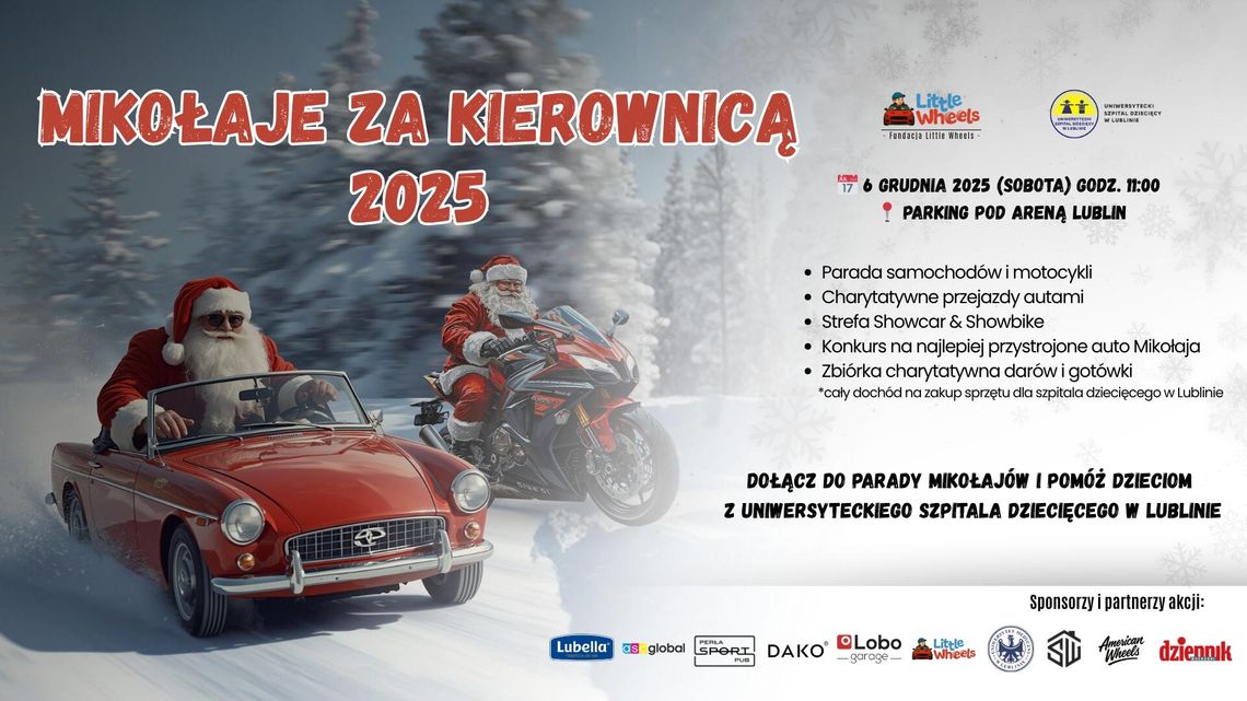 Mikołajki za kierownicą w Lublinie. Wielka motoryzacyjna parada dla najmłodszych już 6 grudnia