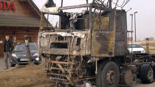 Pożar ciężarówki w Bogucinie
