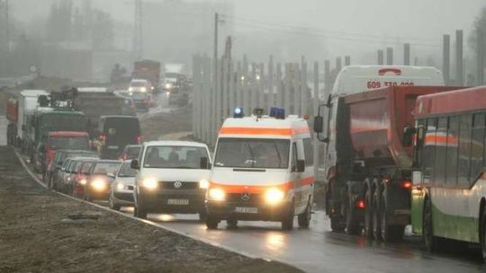 Korki na Mełgiewskiej bo Turystyczna  zamknięta