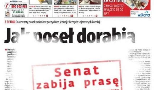 "Senat zabija prasę". Solidarny apel gazet