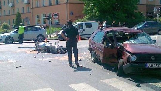 Wypadek motocyklisty na Al. Racławickich