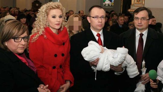 Beata Kempa i Zbigniew Ziobro na chrzcinach w Biłgoraju
