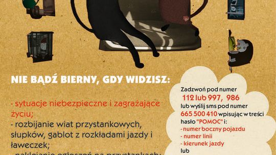 Krasnoludek, leśnik, smok przeciwko wandalizmowi w komunikacji miejskiej