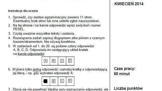 Sprawdzian szóstoklasisty 2014. TEST, arkusze, odpowiedzi