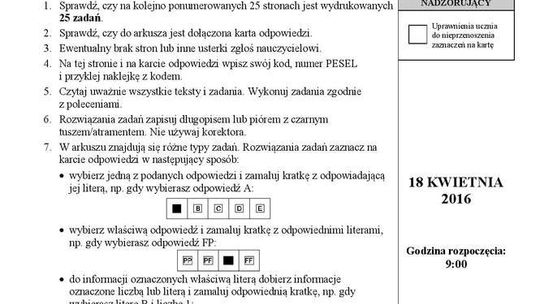 Egzamin gimnazjalny 2016 - arkusze historia i WOS