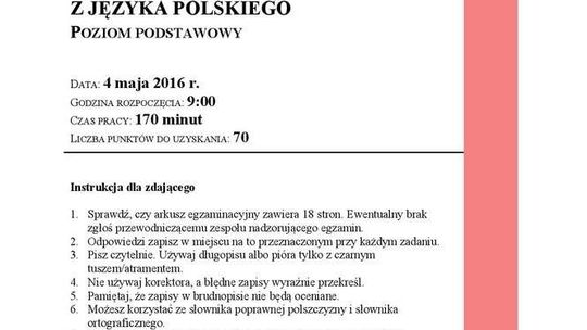 Matura 2016: język polski (poziom podstawowy) - ARKUSZ CKE