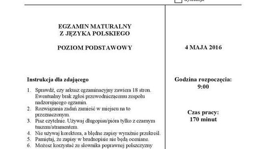 Matura 2016: Polski (poziom podstawowy) - ARKUSZ