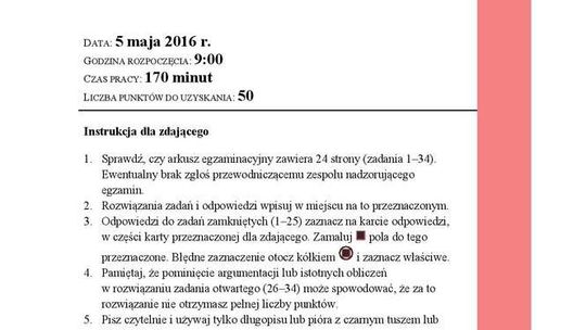 Matematyka 2016 arkusze CKE - poziom podstawowy