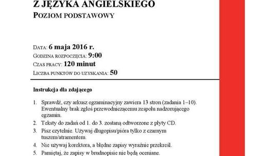 Matura 2016 ANGIELSKI ARKUSZ (poziom podstawowy)