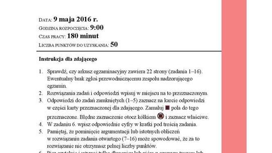 Matura 2016: matematyka rozszerzona - ARKUSZ CKE