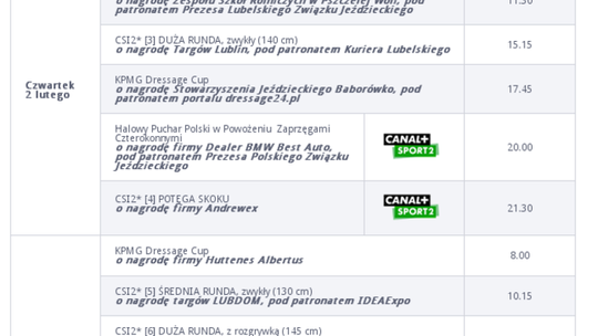 Cavaliada 2017 Lublin - program