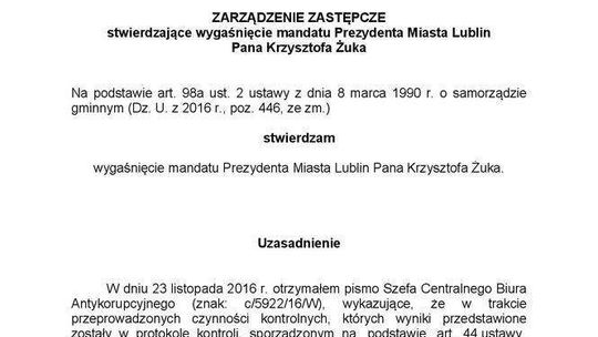 Zarządzenie zastępcze wojewody w sprawie Krzysztofa Żuka