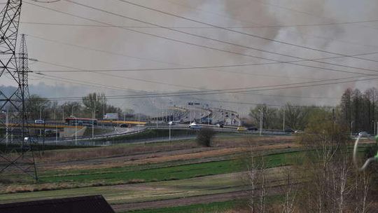 Płoną trawy przy obwodnicy Lublina
