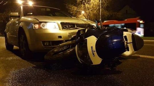 Wypadek na ul. Lwowskiej. Audi zderzyło się z motocyklem