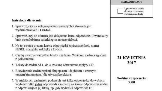 Egzamin gimnazjalny 2017 - ANGIELSKI - ARKUSZ