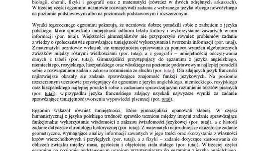 Wyniki testów gimnazjalnych 2017