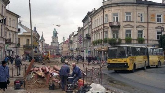 Lublin: Przebudowa deptaka w 1996 roku Lublin: Przebudowa deptaka w 1996 roku