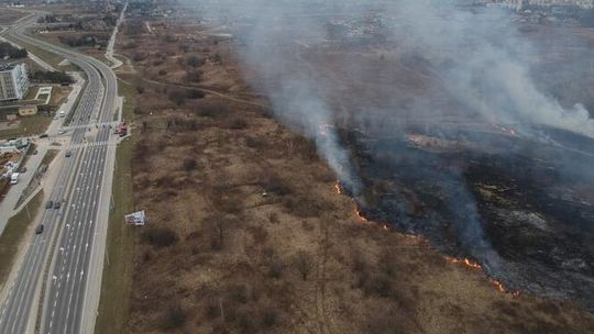 Pożar traw na górkach czechowskich