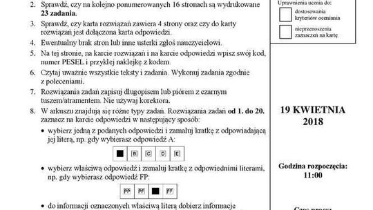 Egzamin gimnazjalny 2018 - matematyka. Test