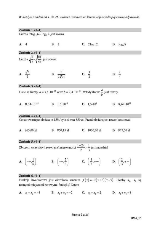Matura 2018 matematyka. Poziom podstawowy - arkusze CKE