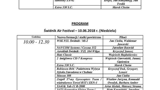 Świdnik Air Festival 2018. Pełny program