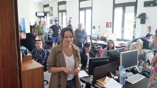 Ekipa filmowa w redakcji Dziennika Wschodniego