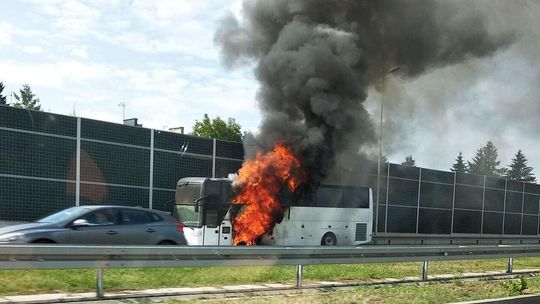 Pożar autokaru przy al. Solidarności w Lublinie