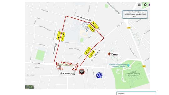 Przebudowa ulicy Warszawskiej w Białej Podlaskiej. Objazdy