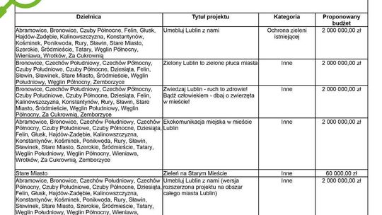 Zielony Budżet Obywatelski 2019. Lista zgłoszonych projektów