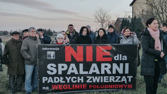 Protest mieszkańców przeciwko budowie spalarni padłych zwierząt