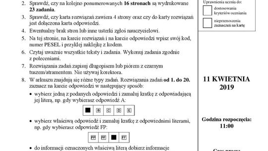 Egzamin gimnazjalny 2019. Matematyka - odpowiedzi