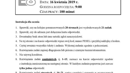 Egzamin ósmoklasisty 2019 matematyka. Arkusze CKE
