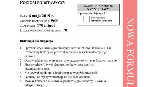 Matura 2019 POLSKI (podstawowy) arkusze CKE